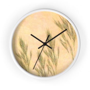 Wall Clock Wheat Field Green Beige Landscape Nature Art Print Old Antique Vintage