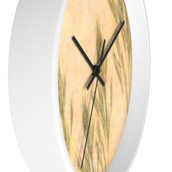 Wall Clock Wheat Field Green Beige Landscape Nature Art Print Old Antique Vintage