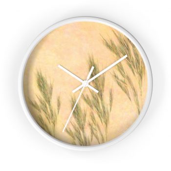 Wall Clock Wheat Field Green Beige Landscape Nature Art Print Old Antique Vintage