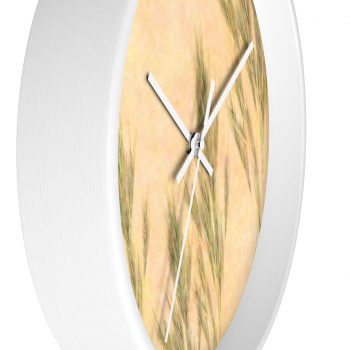 Wall Clock Wheat Field Green Beige Landscape Nature Art Print Old Antique Vintage