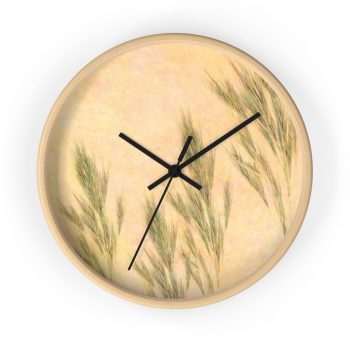 Wall Clock Wheat Field Green Beige Landscape Nature Art Print Old Antique Vintage