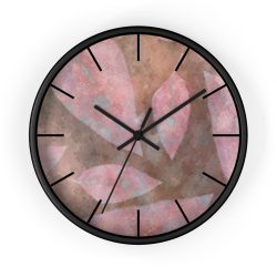 Wall Clock With Lines Colorful Leaves Leaf Print Purple Beige Cream Brown Nature Art Print Old Antique Vintage