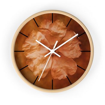 Wall Clock With Lines Flower Art Print Old Antique Vintage Botanical Tan Beige Brown