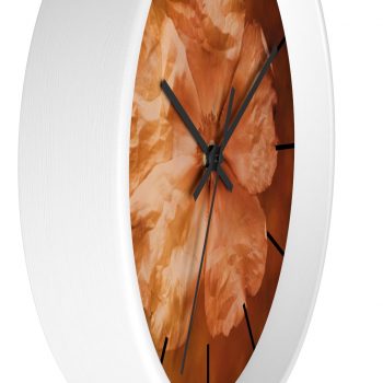 Wall Clock With Lines Flower Art Print Old Antique Vintage Botanical Tan Beige Brown