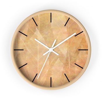 Wall Clock With Lines Leaves Leaf Vein Print Beige Cream Brown Nature Art Print Old Antique Vintage