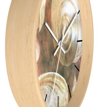 Wall Clock With Lines Sea Shells Seashells Ocean Grey Silver Beige Sand Art Print Old Antique Vintage