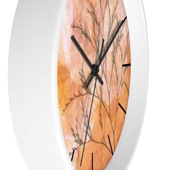 Wall Clock With Lines Wheat Field Flowers Print Beige Landscape Nature Art Print Old Antique Vintage