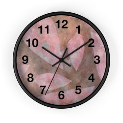 Wall Clock With Numbers Colorful Leaves Leaf Print Purple Beige Cream Brown Nature Art Print Old Antique Vintage