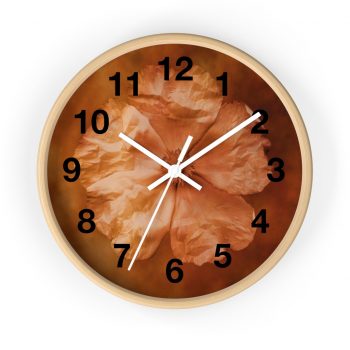 Wall Clock With Numbers Flower Art Print Old Antique Vintage Botanical Tan Beige Brown