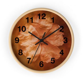 Wall Clock With Numbers Flower Art Print Old Antique Vintage Botanical Tan Beige Brown