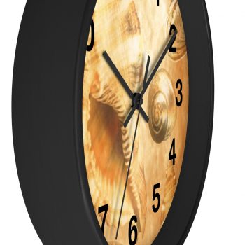 Wall Clock With Numbers Sea Shells Seashells Ocean Cream Beige Brown Gold Art Print Old Antique Vintage