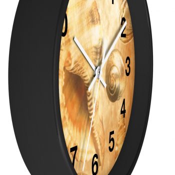 Wall Clock With Numbers Sea Shells Seashells Ocean Cream Beige Brown Gold Art Print Old Antique Vintage