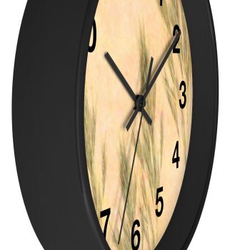 Wall Clock With Numbers Wheat Field Green Beige Landscape Nature Art Print Old Antique Vintage