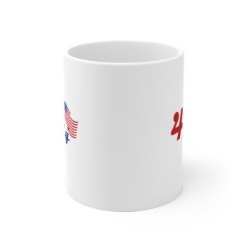 White Coffee Mug - 4th of July USA Flag