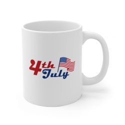 White Coffee Mug - 4th of July USA Flag