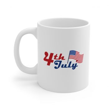 White Coffee Mug - 4th of July USA Flag