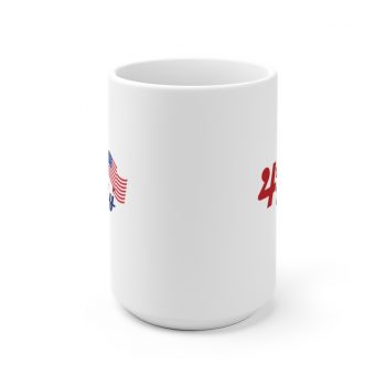 White Coffee Mug - 4th of July USA Flag