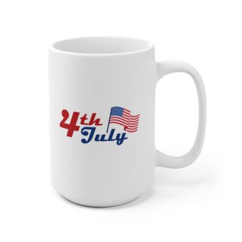 White Coffee Mug - 4th of July USA Flag