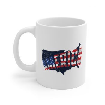 White Coffee Mug - America USA Map