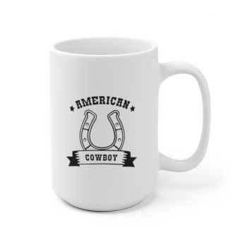 White Coffee Mug - American Cowboy Horse Shoe