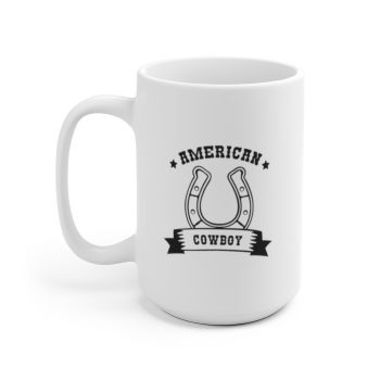 White Coffee Mug - American Cowboy Horse Shoe