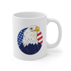 White Coffee Mug - American Eagle USA Flag
