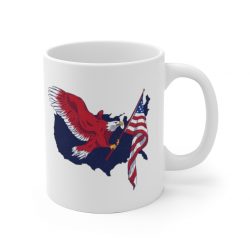 White Coffee Mug - American Eagle USA Map Flag