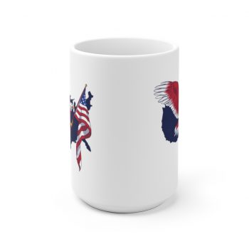 White Coffee Mug - American Eagle USA Map Flag