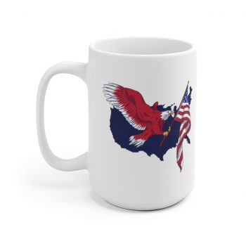 White Coffee Mug - American Eagle USA Map Flag