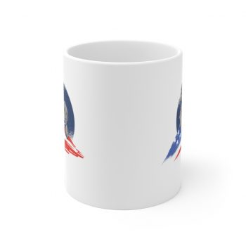 White Coffee Mug - American Flag Dogs Puppies