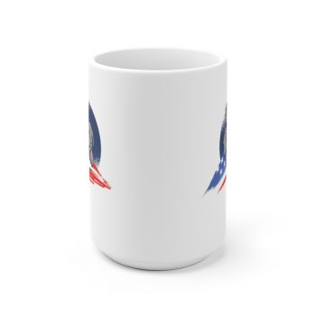 White Coffee Mug - American Flag Dogs Puppies