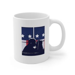 White Coffee Mug - American Flag Kiss Window