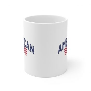 White Coffee Mug - American Two USA Flags