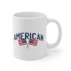 White Coffee Mug - American Two USA Flags