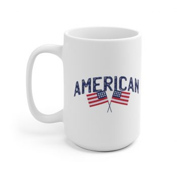 White Coffee Mug - American Two USA Flags