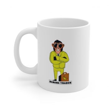 White Coffee Mug - Banana Trader Monkey