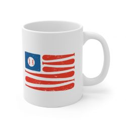 White Coffee Mug - Baseball American Flag