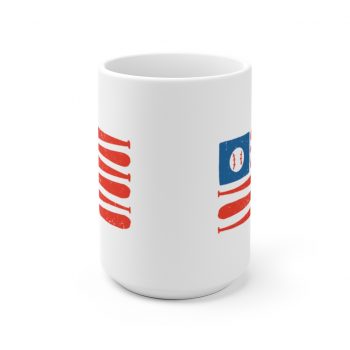 White Coffee Mug - Baseball American Flag