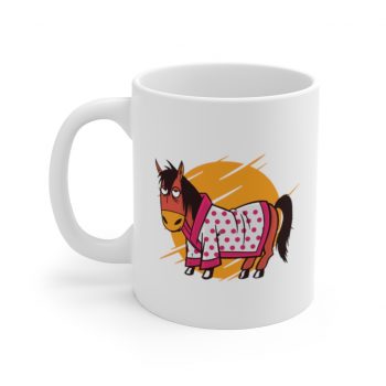 White Coffee Mug - Bathrobe Horse