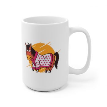 White Coffee Mug - Bathrobe Horse