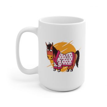 White Coffee Mug - Bathrobe Horse