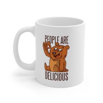 White Coffee Mug - Bear People Are Delicious