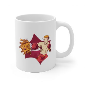 White Coffee Mug - Boxer Fighting Coronavirus Virus Covid 19