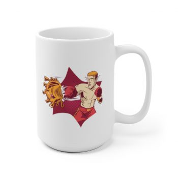 White Coffee Mug - Boxer Fighting Coronavirus Virus Covid 19