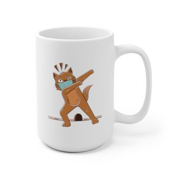 White Coffee Mug - Cat Dabbing Coronavirus Covid 19