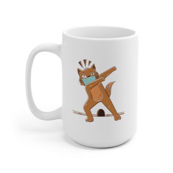 White Coffee Mug - Cat Dabbing Coronavirus Covid 19