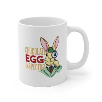 White Coffee Mug - Chocolate Egg Inspector Sherlock Detective Easter