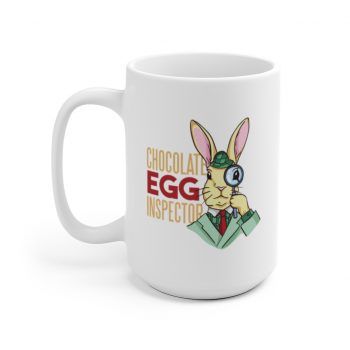 White Coffee Mug - Chocolate Egg Inspector Sherlock Detective Easter