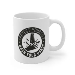 White Coffee Mug - Covid 19 Protect Yourself Wash Your Hands