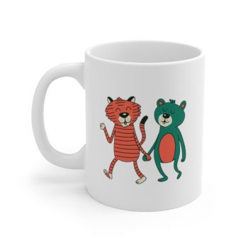 White Coffee Mug - Cute Bear Tiger